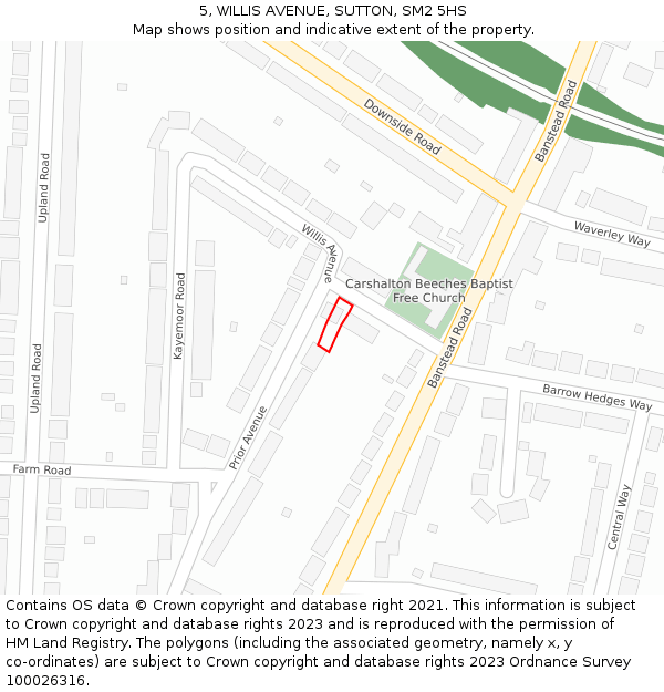 5, WILLIS AVENUE, SUTTON, SM2 5HS: Location map and indicative extent of plot