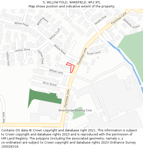 5, WILLOW FOLD, WAKEFIELD, WF2 9TL: Location map and indicative extent of plot