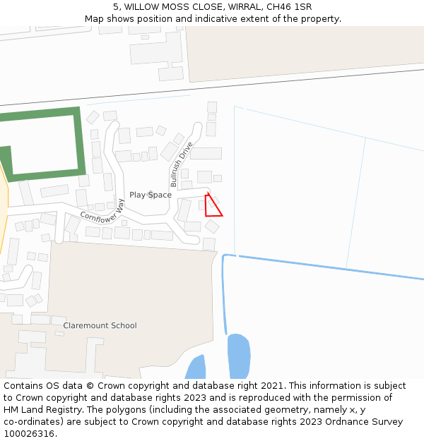 5, WILLOW MOSS CLOSE, WIRRAL, CH46 1SR: Location map and indicative extent of plot