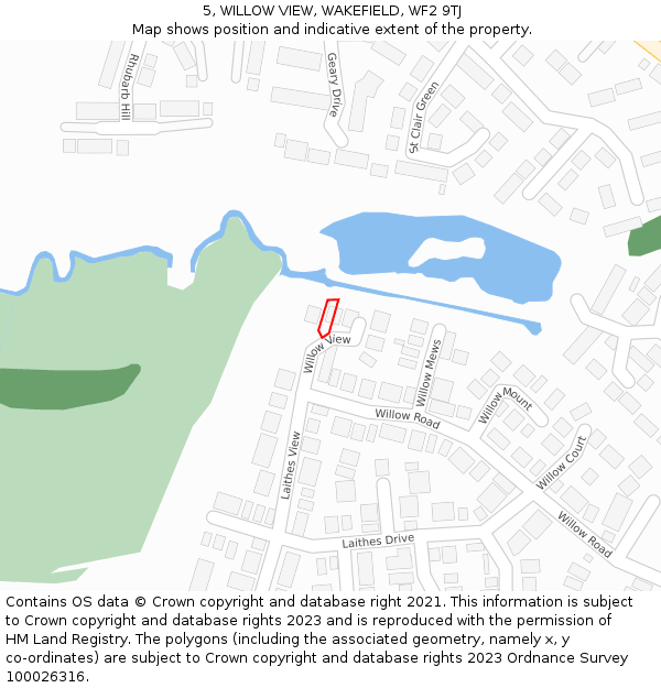 5, WILLOW VIEW, WAKEFIELD, WF2 9TJ: Location map and indicative extent of plot