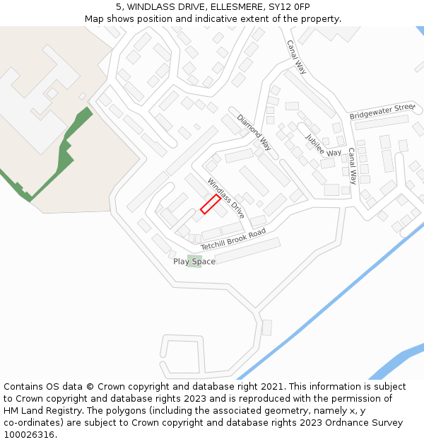 5, WINDLASS DRIVE, ELLESMERE, SY12 0FP: Location map and indicative extent of plot