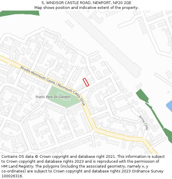 5, WINDSOR CASTLE ROAD, NEWPORT, NP20 2QE: Location map and indicative extent of plot