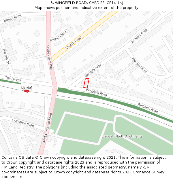 5, WINGFIELD ROAD, CARDIFF, CF14 1NJ: Location map and indicative extent of plot