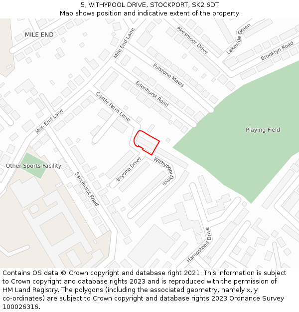 5, WITHYPOOL DRIVE, STOCKPORT, SK2 6DT: Location map and indicative extent of plot