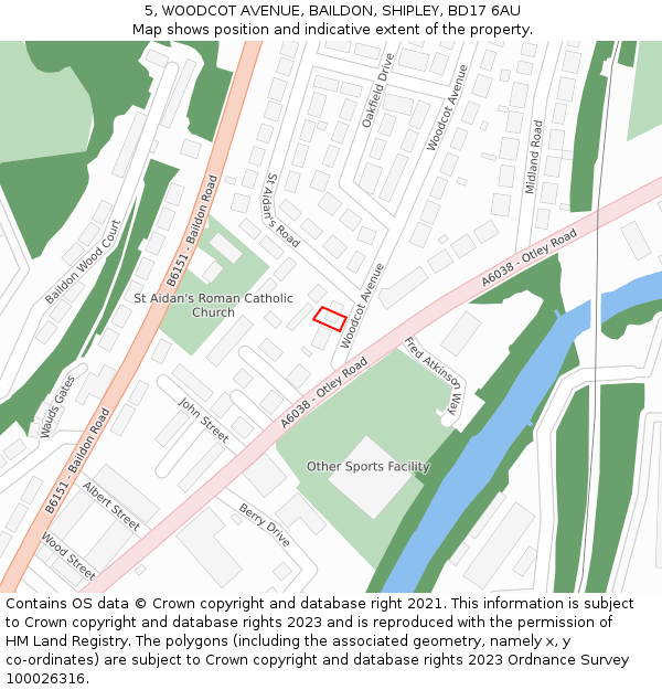 5, WOODCOT AVENUE, BAILDON, SHIPLEY, BD17 6AU: Location map and indicative extent of plot