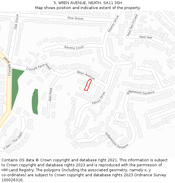 5, WREN AVENUE, NEATH, SA11 3SH: Location map and indicative extent of plot