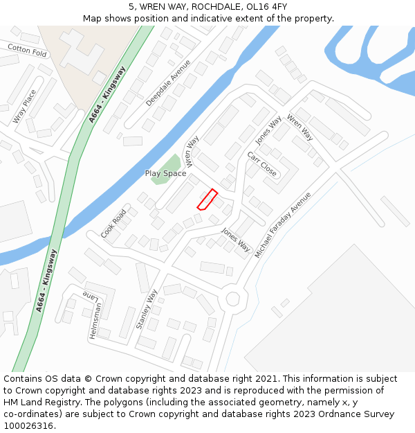 5, WREN WAY, ROCHDALE, OL16 4FY: Location map and indicative extent of plot