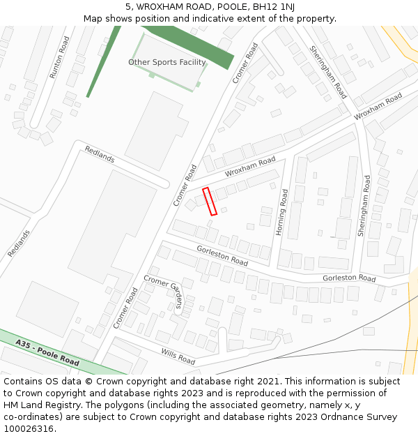 5, WROXHAM ROAD, POOLE, BH12 1NJ: Location map and indicative extent of plot