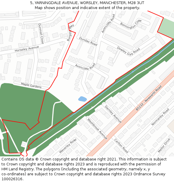 5, YARNINGDALE AVENUE, WORSLEY, MANCHESTER, M28 3UT: Location map and indicative extent of plot