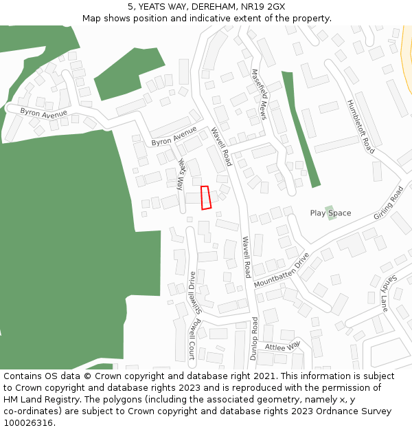 5, YEATS WAY, DEREHAM, NR19 2GX: Location map and indicative extent of plot