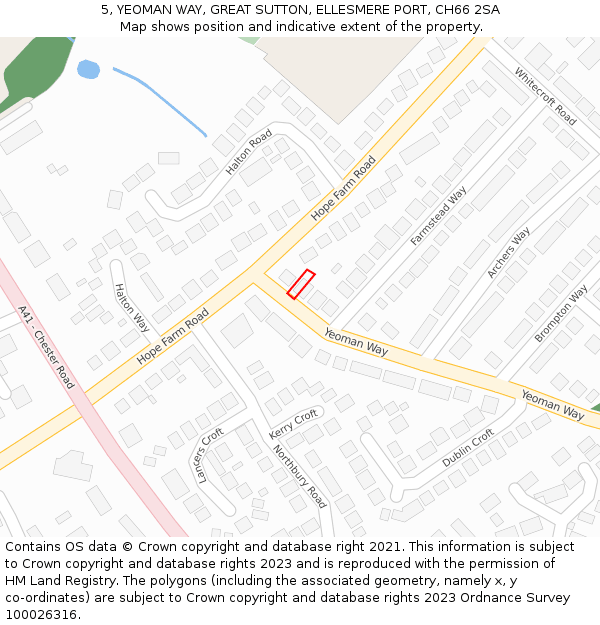 5, YEOMAN WAY, GREAT SUTTON, ELLESMERE PORT, CH66 2SA: Location map and indicative extent of plot