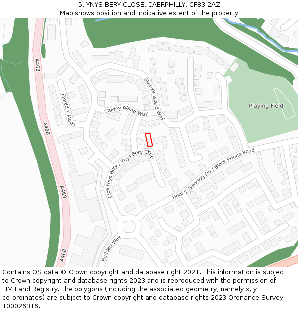 5, YNYS BERY CLOSE, CAERPHILLY, CF83 2AZ: Location map and indicative extent of plot