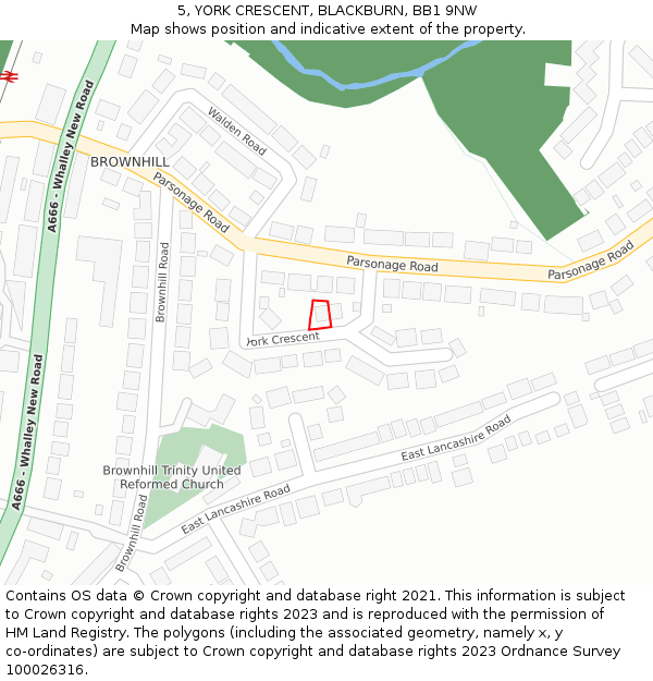 5, YORK CRESCENT, BLACKBURN, BB1 9NW: Location map and indicative extent of plot