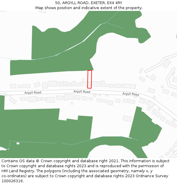 50, ARGYLL ROAD, EXETER, EX4 4RY: Location map and indicative extent of plot