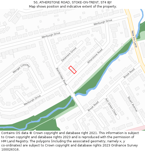 50, ATHERSTONE ROAD, STOKE-ON-TRENT, ST4 8JY: Location map and indicative extent of plot