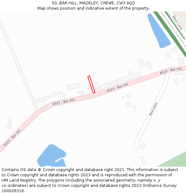 50, BAR HILL, MADELEY, CREWE, CW3 9QD: Location map and indicative extent of plot