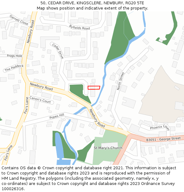 50, CEDAR DRIVE, KINGSCLERE, NEWBURY, RG20 5TE: Location map and indicative extent of plot