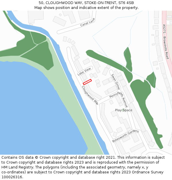 50, CLOUGHWOOD WAY, STOKE-ON-TRENT, ST6 4SB: Location map and indicative extent of plot