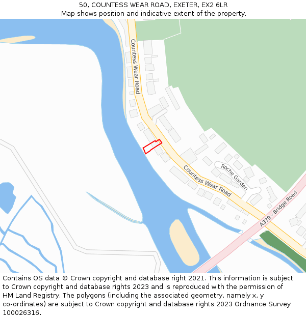 50, COUNTESS WEAR ROAD, EXETER, EX2 6LR: Location map and indicative extent of plot