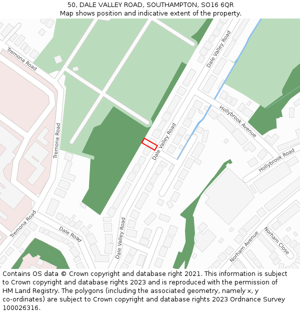 50, DALE VALLEY ROAD, SOUTHAMPTON, SO16 6QR: Location map and indicative extent of plot