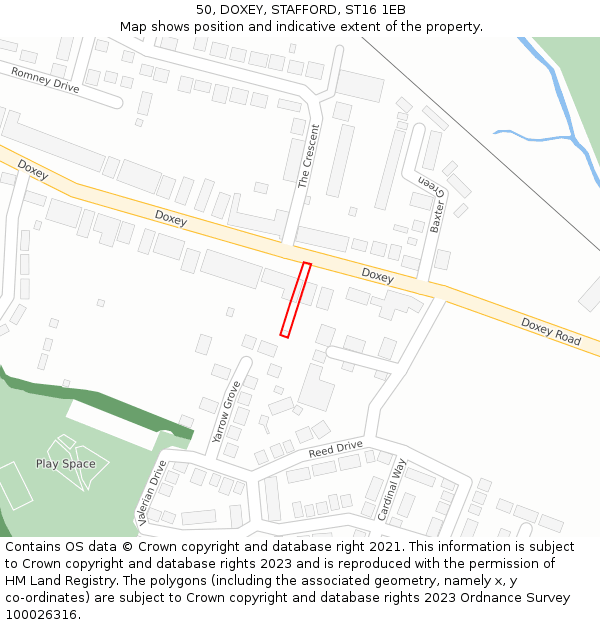 50, DOXEY, STAFFORD, ST16 1EB: Location map and indicative extent of plot