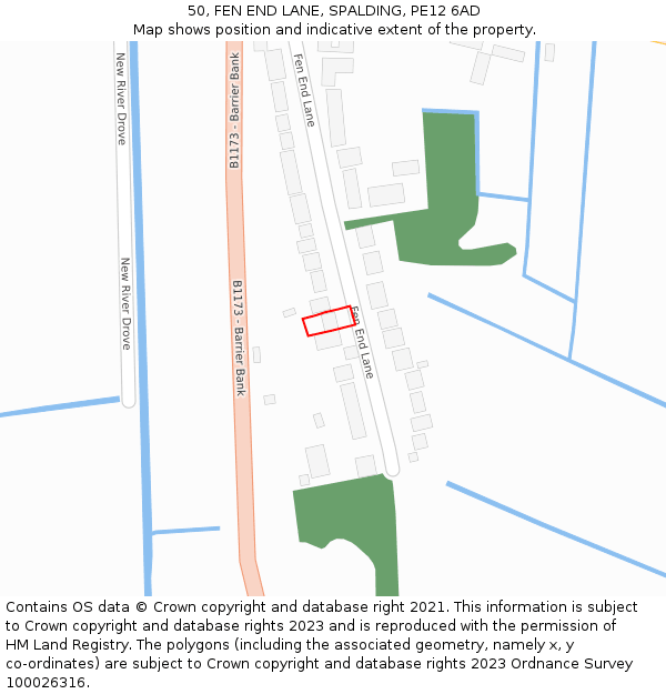 50, FEN END LANE, SPALDING, PE12 6AD: Location map and indicative extent of plot
