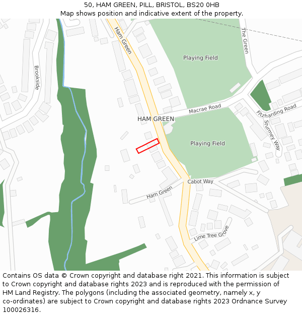 50, HAM GREEN, PILL, BRISTOL, BS20 0HB: Location map and indicative extent of plot