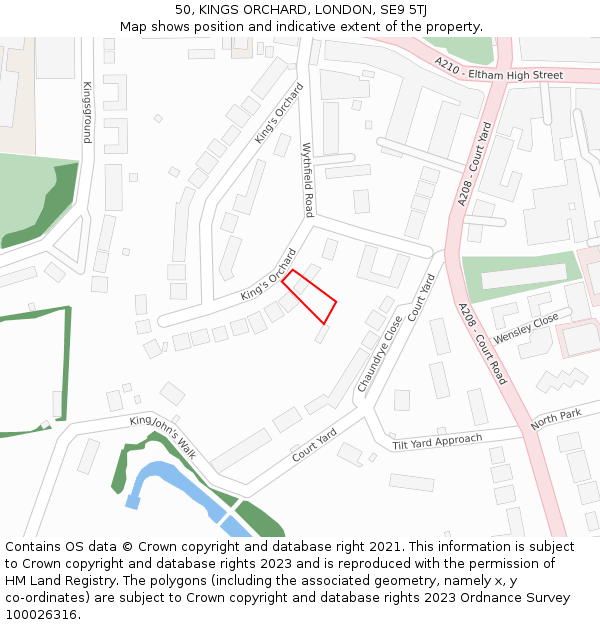 50, KINGS ORCHARD, LONDON, SE9 5TJ: Location map and indicative extent of plot