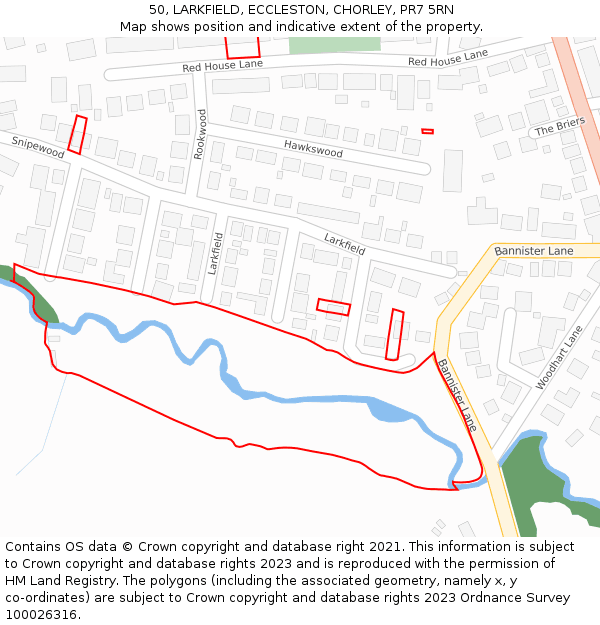 50, LARKFIELD, ECCLESTON, CHORLEY, PR7 5RN: Location map and indicative extent of plot