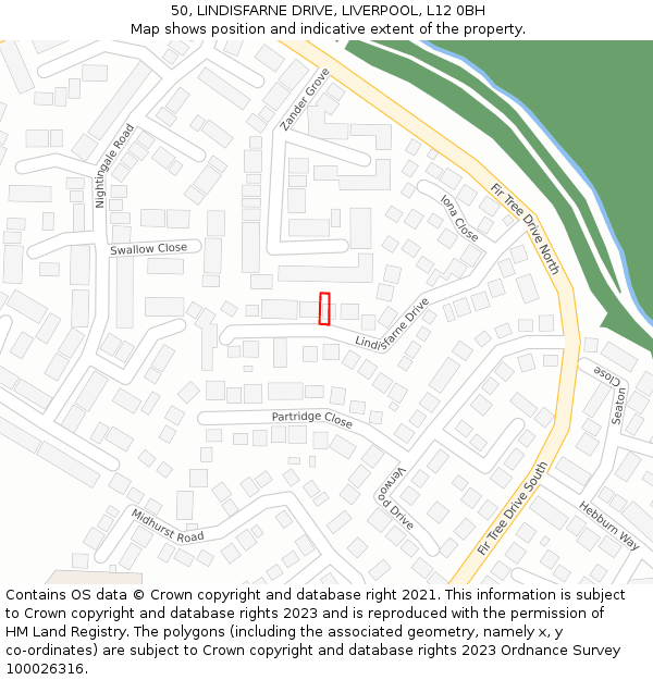 50, LINDISFARNE DRIVE, LIVERPOOL, L12 0BH: Location map and indicative extent of plot