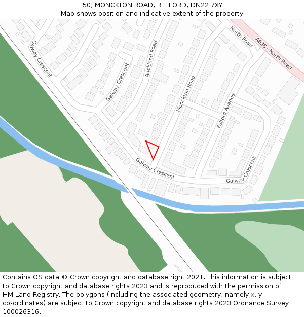 50, MONCKTON ROAD, RETFORD, DN22 7XY: Location map and indicative extent of plot