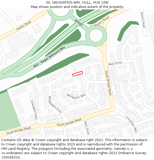50, NAVIGATION WAY, HULL, HU9 1SW: Location map and indicative extent of plot