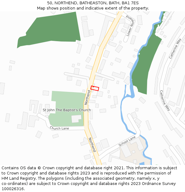 50, NORTHEND, BATHEASTON, BATH, BA1 7ES: Location map and indicative extent of plot