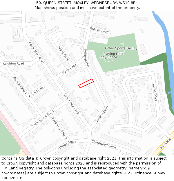 50, QUEEN STREET, MOXLEY, WEDNESBURY, WS10 8RH: Location map and indicative extent of plot