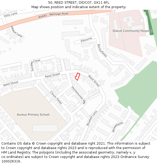 50, REED STREET, DIDCOT, OX11 6FL: Location map and indicative extent of plot