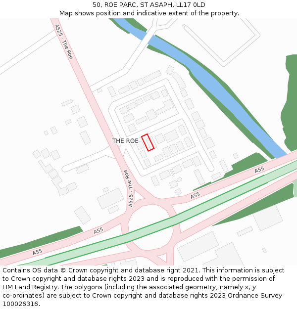 50, ROE PARC, ST ASAPH, LL17 0LD: Location map and indicative extent of plot