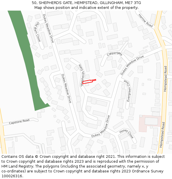 50, SHEPHERDS GATE, HEMPSTEAD, GILLINGHAM, ME7 3TG: Location map and indicative extent of plot