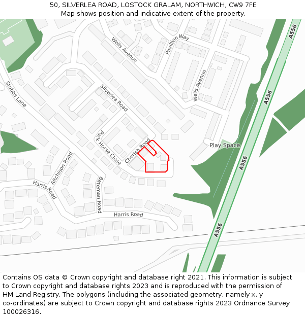 50, SILVERLEA ROAD, LOSTOCK GRALAM, NORTHWICH, CW9 7FE: Location map and indicative extent of plot