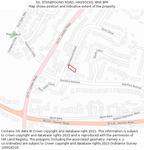 50, STONEPOUND ROAD, HASSOCKS, BN6 8PR: Location map and indicative extent of plot