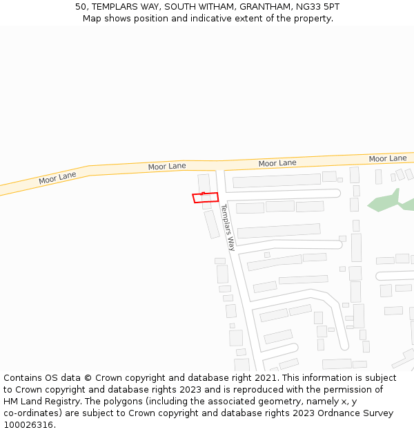 50, TEMPLARS WAY, SOUTH WITHAM, GRANTHAM, NG33 5PT: Location map and indicative extent of plot