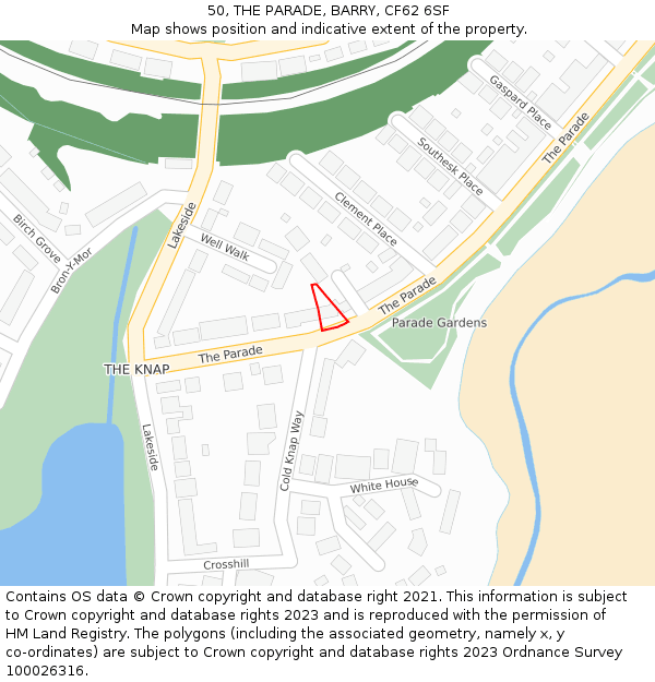 50, THE PARADE, BARRY, CF62 6SF: Location map and indicative extent of plot