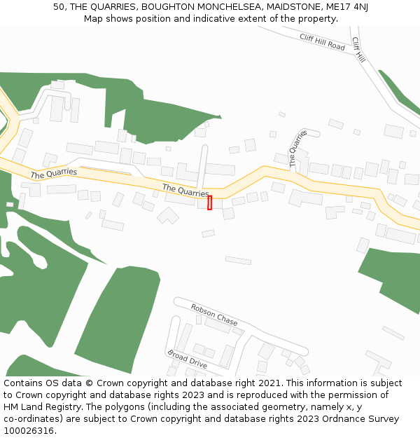 50, THE QUARRIES, BOUGHTON MONCHELSEA, MAIDSTONE, ME17 4NJ: Location map and indicative extent of plot