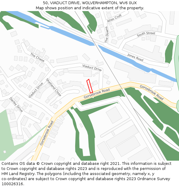 50, VIADUCT DRIVE, WOLVERHAMPTON, WV6 0UX: Location map and indicative extent of plot