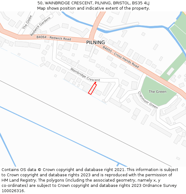 50, WAINBRIDGE CRESCENT, PILNING, BRISTOL, BS35 4LJ: Location map and indicative extent of plot