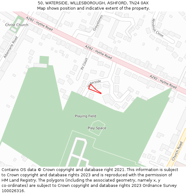50, WATERSIDE, WILLESBOROUGH, ASHFORD, TN24 0AX: Location map and indicative extent of plot