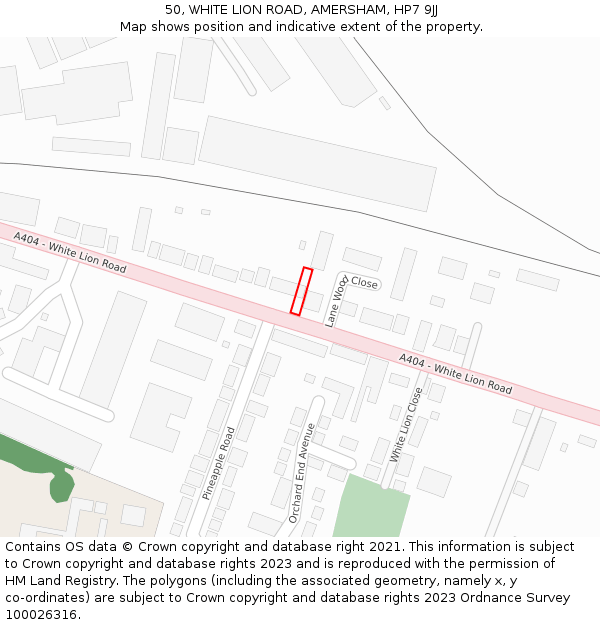 50, WHITE LION ROAD, AMERSHAM, HP7 9JJ: Location map and indicative extent of plot