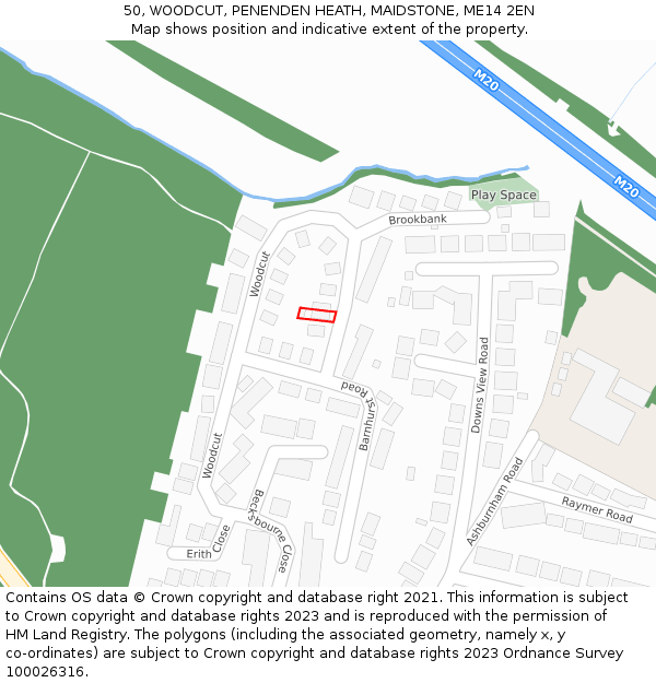 50, WOODCUT, PENENDEN HEATH, MAIDSTONE, ME14 2EN: Location map and indicative extent of plot