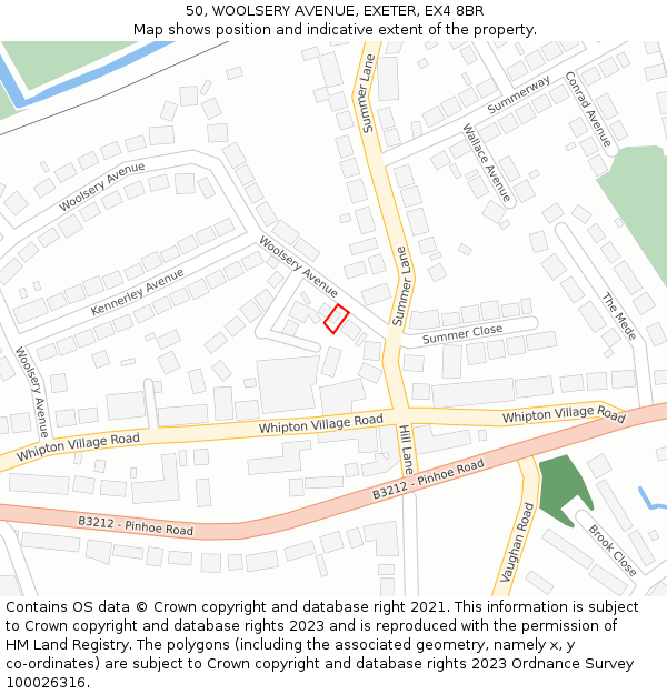50, WOOLSERY AVENUE, EXETER, EX4 8BR: Location map and indicative extent of plot