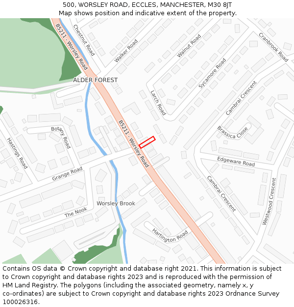 500, WORSLEY ROAD, ECCLES, MANCHESTER, M30 8JT: Location map and indicative extent of plot