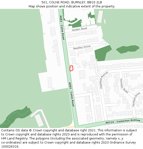 501, COLNE ROAD, BURNLEY, BB10 2LB: Location map and indicative extent of plot